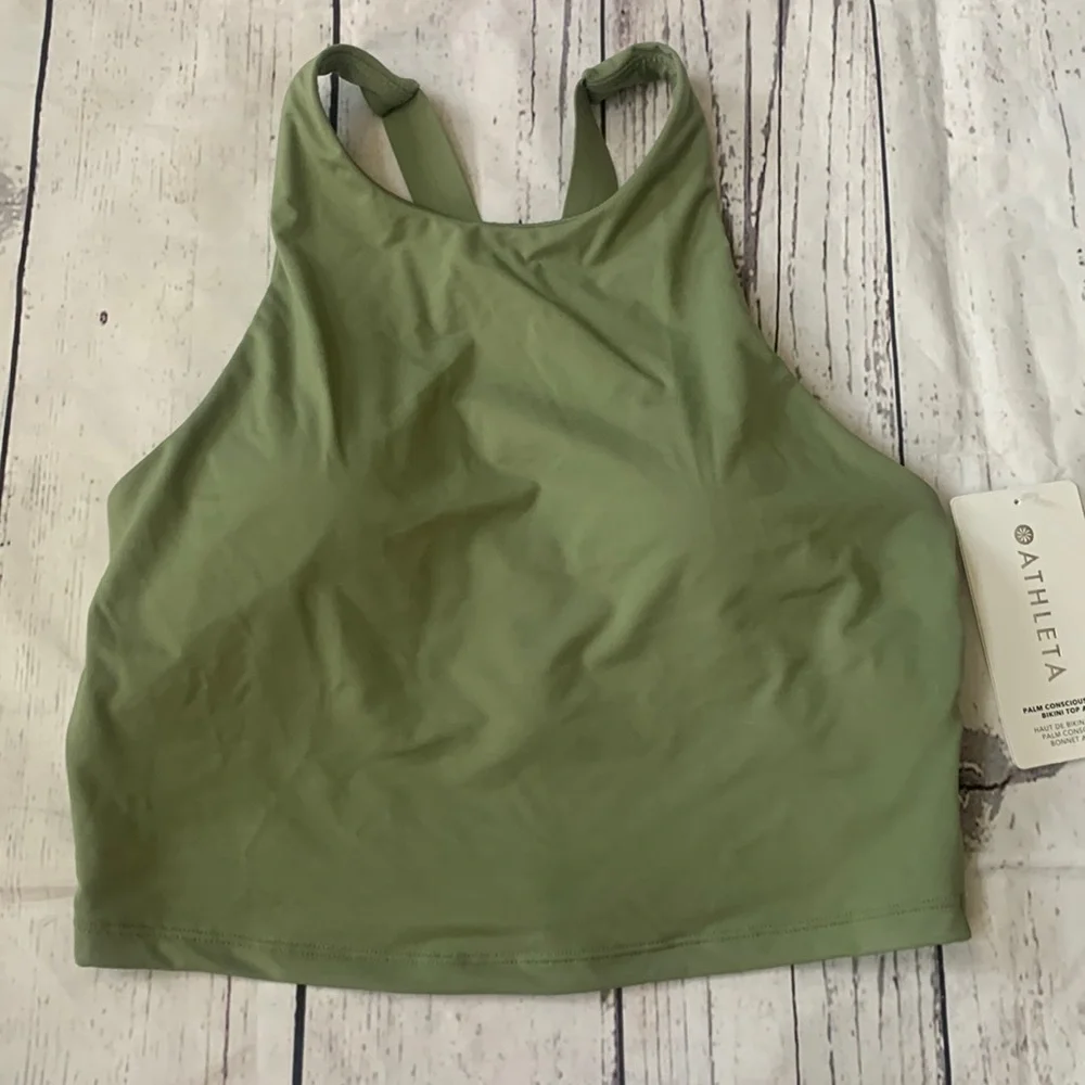 NWT Athleta Green Palm Conscious Crop Bikini Top - Picture 3 of 9